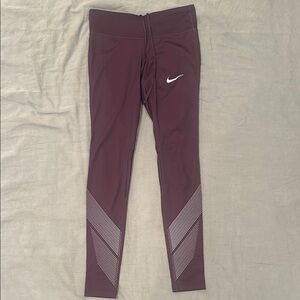 Women’s Nike DriFit Deep Burgundy/Purple Leggings with White Accents